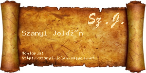 Szanyi Jolán névjegykártya